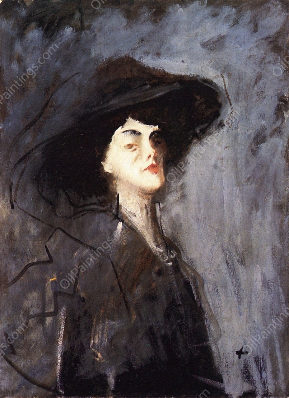 Woman with a Violet by Jean-Louis Forain - Hand-Painted Oil Painting Reproduction