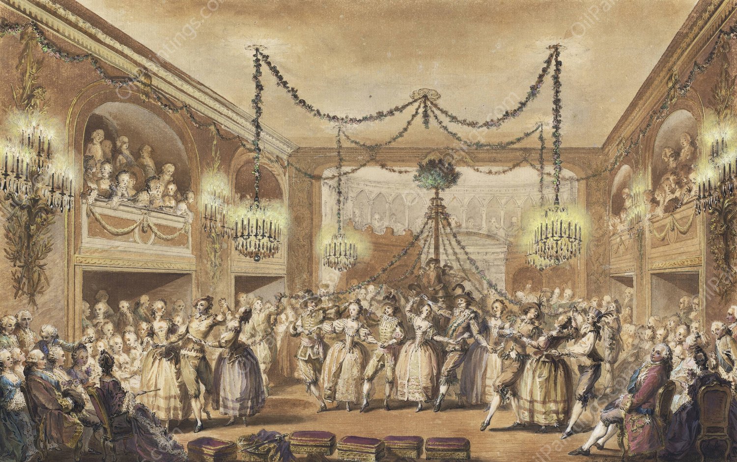 May Ball  by Jean-Michel Moreau - Hand-Painted Oil Painting Reproduction