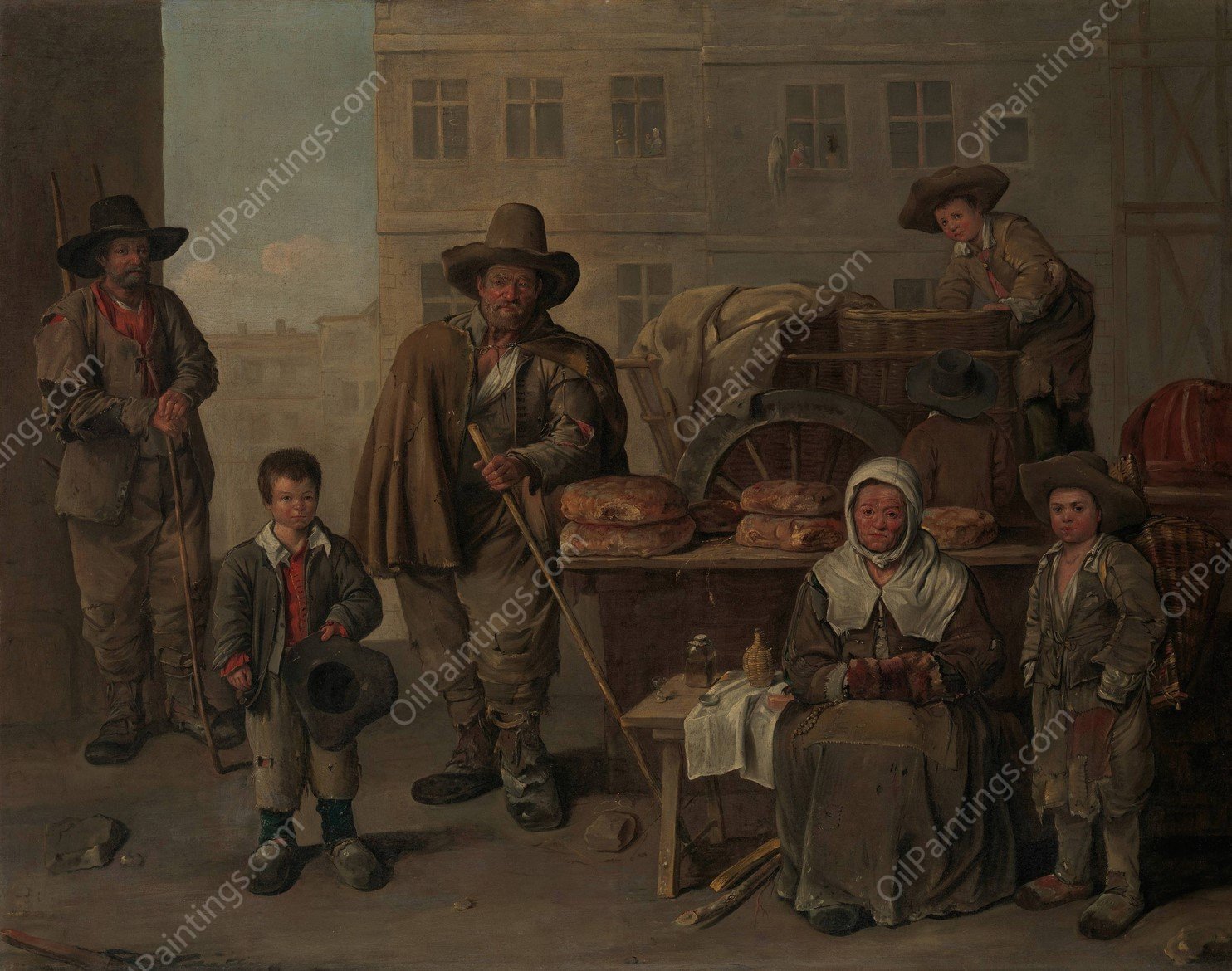 The Baker's Cart  by Jean Michelin - Hand-Painted Oil Painting Reproduction