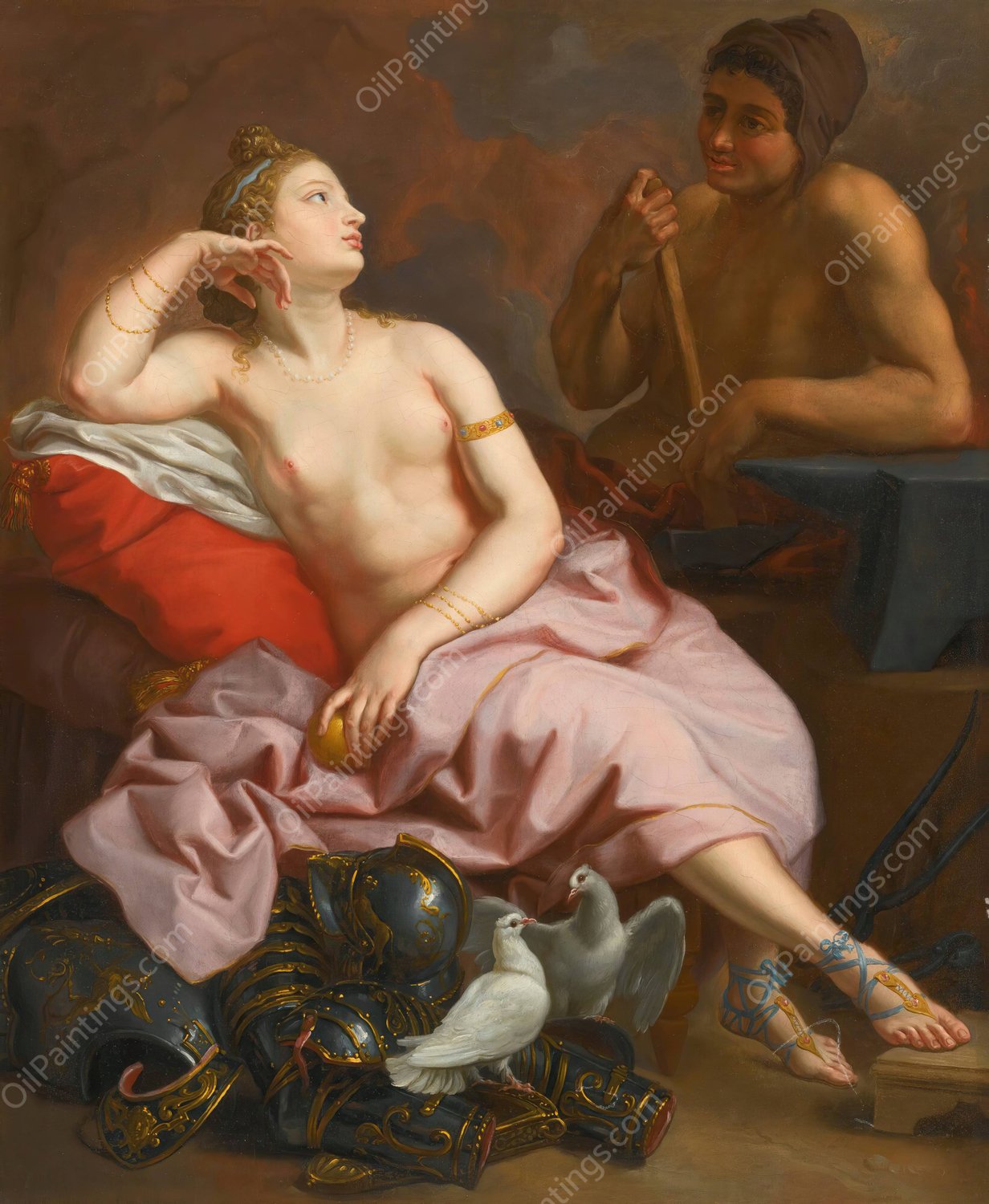 Venus In The Forge Of Vulcan by Jean Simeon Berthelemy - Hand-Painted Oil Painting Reproduction