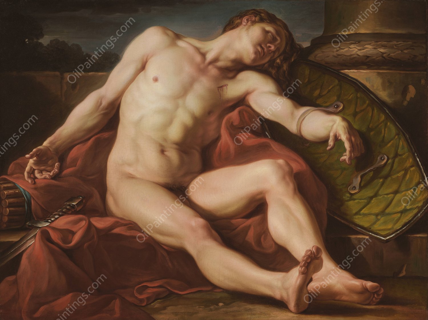 A Dying Gladiator  by Jean-Simon Berthelemy - Hand-Painted Oil Painting Reproduction