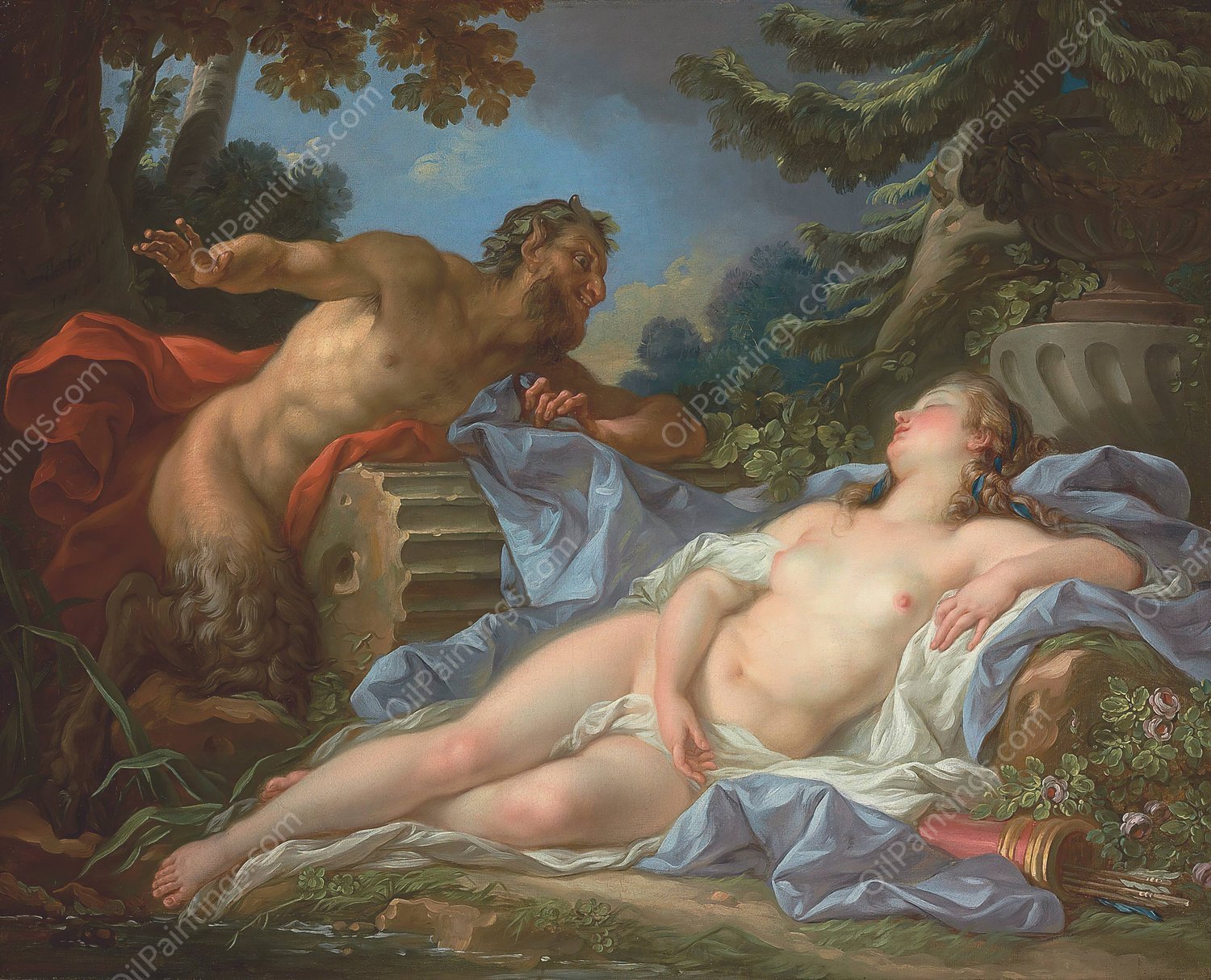 Jupiter And Antiope  by Jean-Simon Berthelemy - Hand-Painted Oil Painting Reproduction
