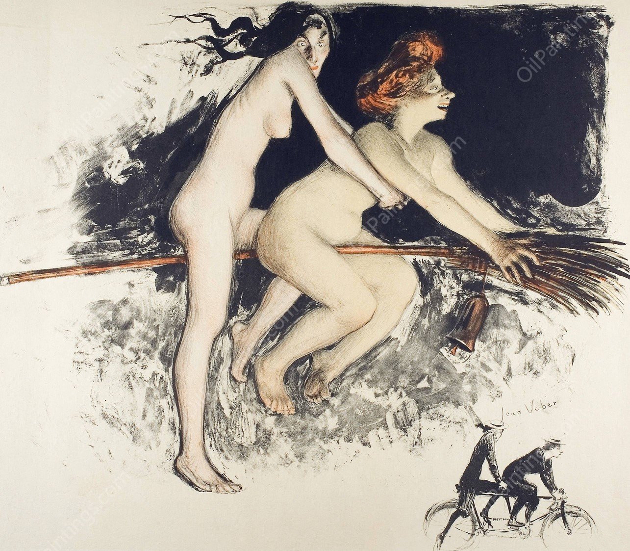 Witches  by Jean Veber - Hand-Painted Oil Painting Reproduction