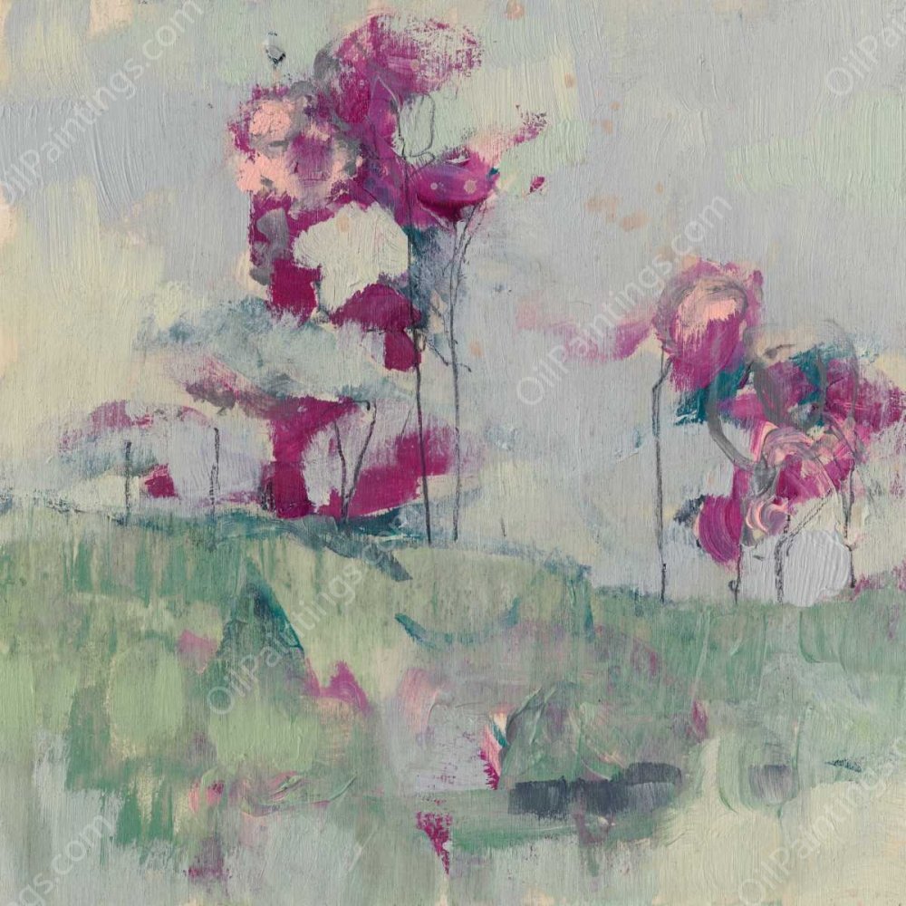 Fuchsia Treeline II by Jennifer Goldberger - Hand-Painted Oil Painting Reproduction