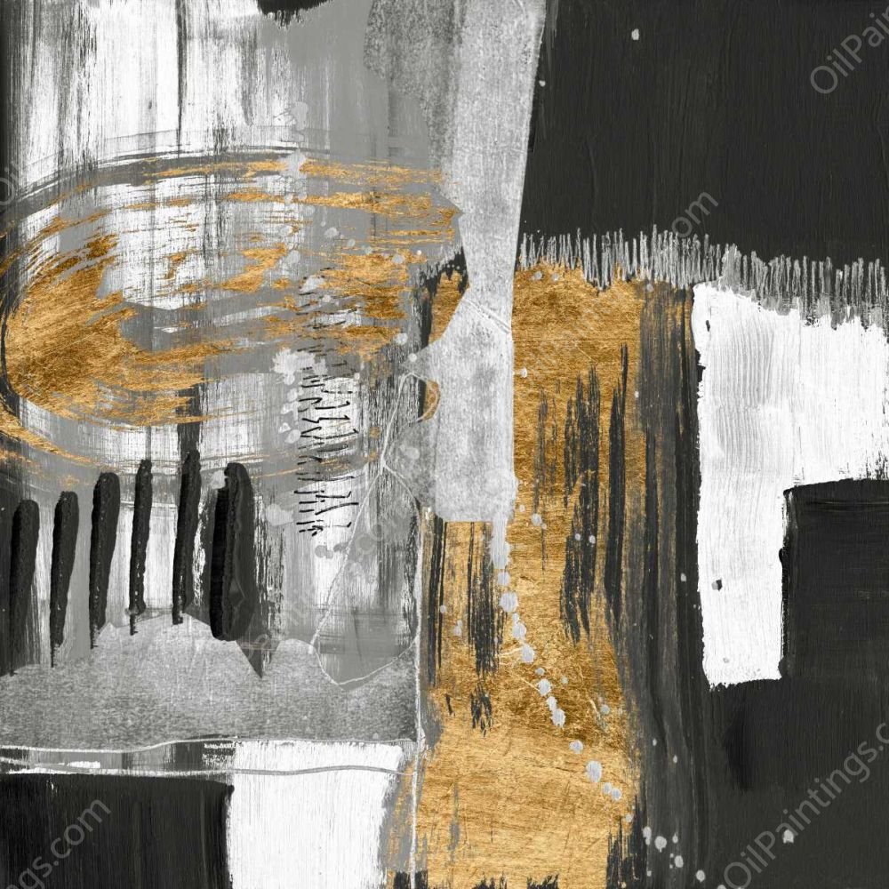 Golden Strokes I by Jennifer Goldberger - Hand-Painted Oil Painting Reproduction