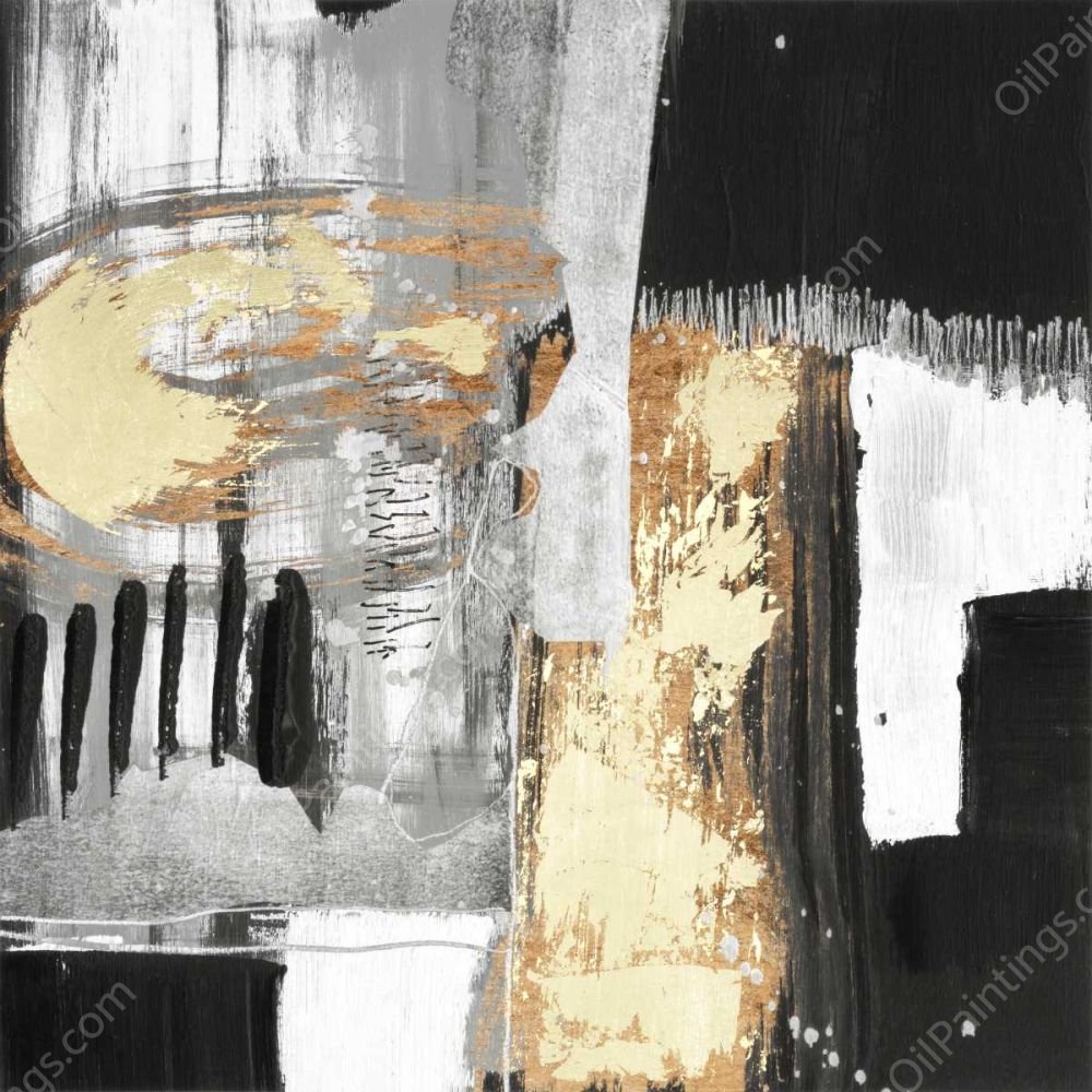 Golden Strokes I by Jennifer Goldberger - Hand-Painted Oil Painting Reproduction