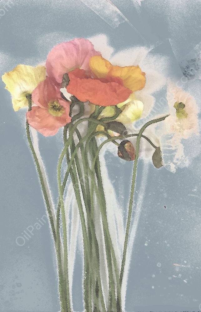 Poppy Spray III by Jennifer Goldberger - Hand-Painted Oil Painting Reproduction