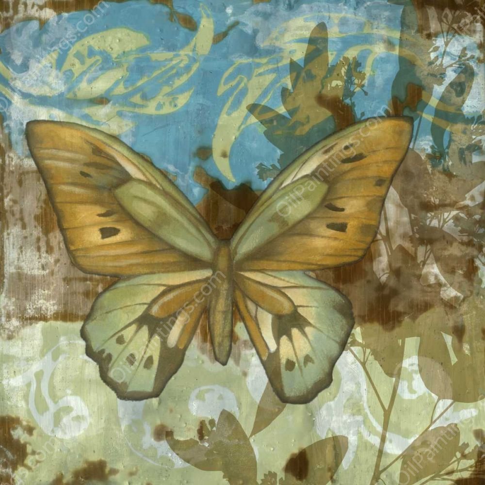 Rustic Butterfly I by Jennifer Goldberger - Hand-Painted Oil Painting Reproduction