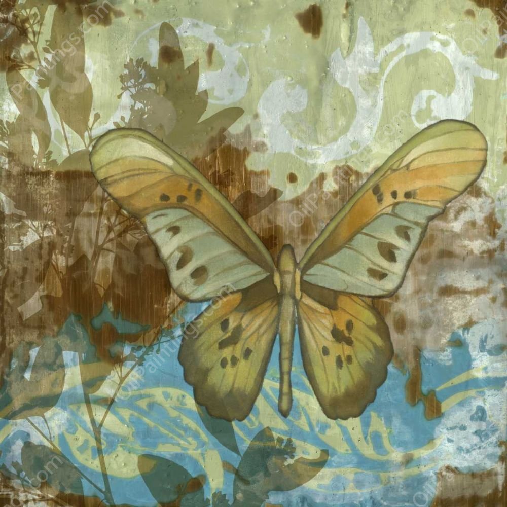 Rustic Butterfly II by Jennifer Goldberger - Hand-Painted Oil Painting Reproduction