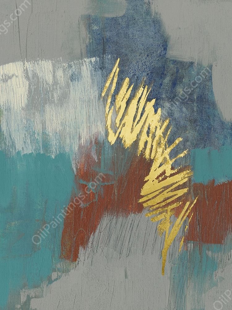 Scripted Rust and Teal II by Jennifer Goldberger - Hand-Painted Oil Painting Reproduction