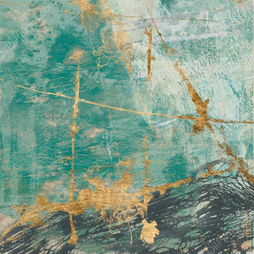 Teal Lace II by Jennifer Goldberger - Hand-Painted Oil Painting Reproduction