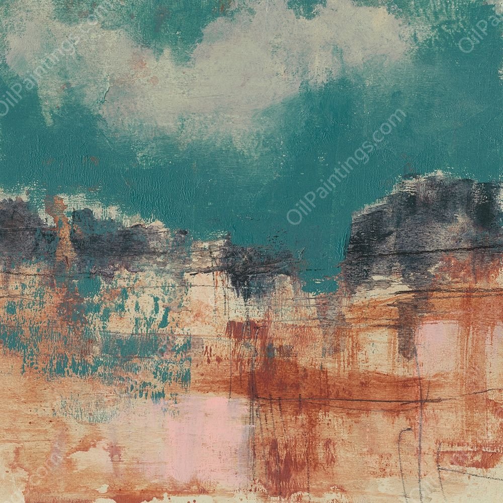 Teal Sky I by Jennifer Goldberger - Hand-Painted Oil Painting Reproduction