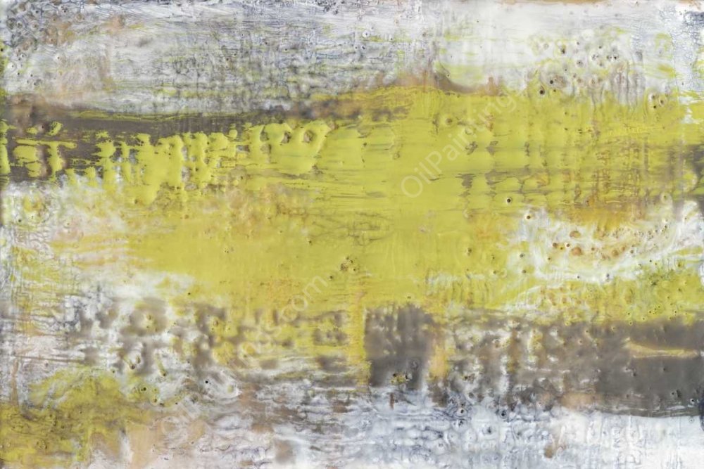 Yellow & Grey Serenity I by Jennifer Goldberger - Hand-Painted Oil Painting Reproduction