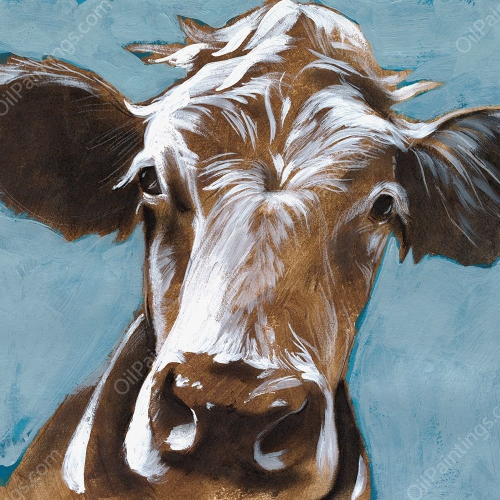 Cow Kisses II by Jennifer Paxton Parker - Hand-Painted Oil Painting Reproduction