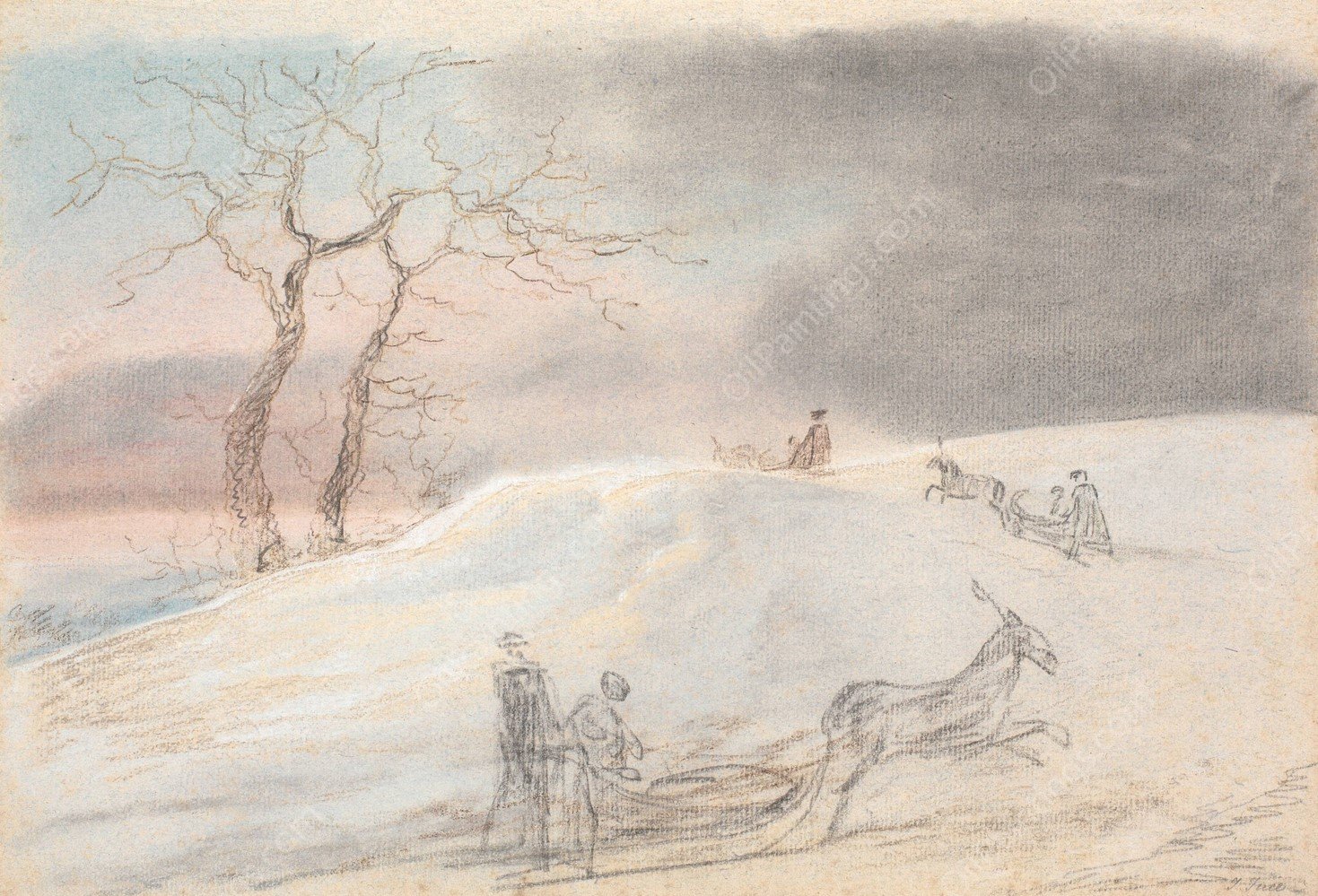 Kanefart i Rimfrost  by Jens Juel - Hand-Painted Oil Painting Reproduction