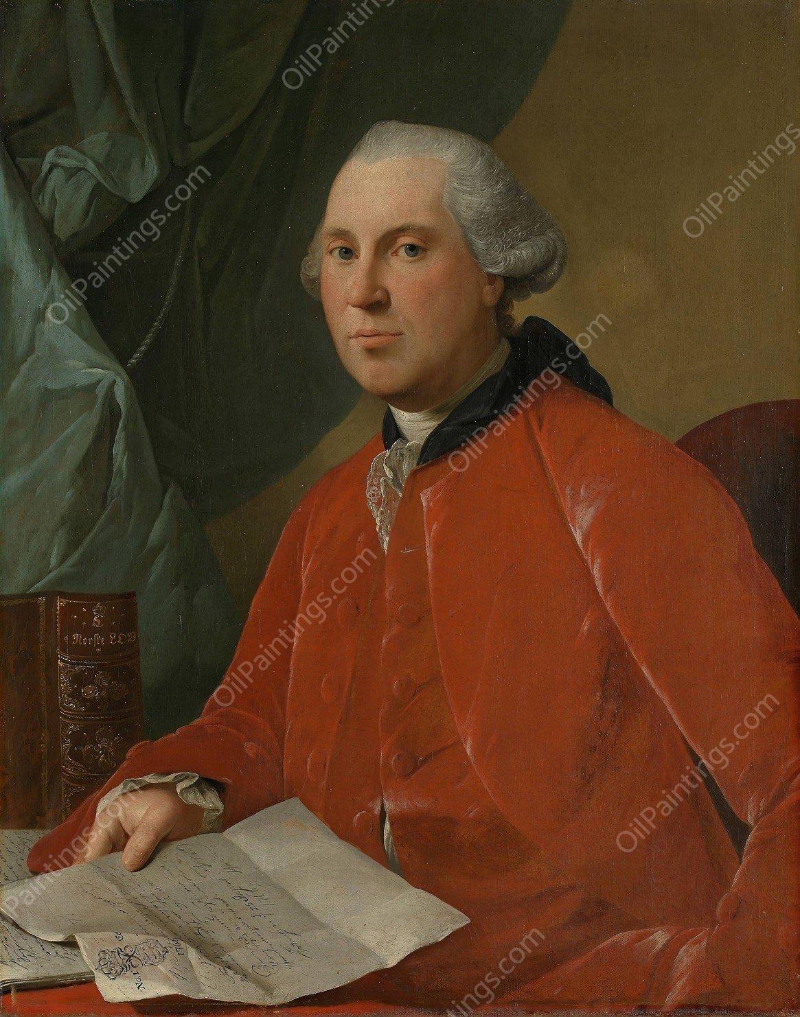 Portrett av Lauritz Christian Steen  by Jens Juel - Hand-Painted Oil Painting Reproduction