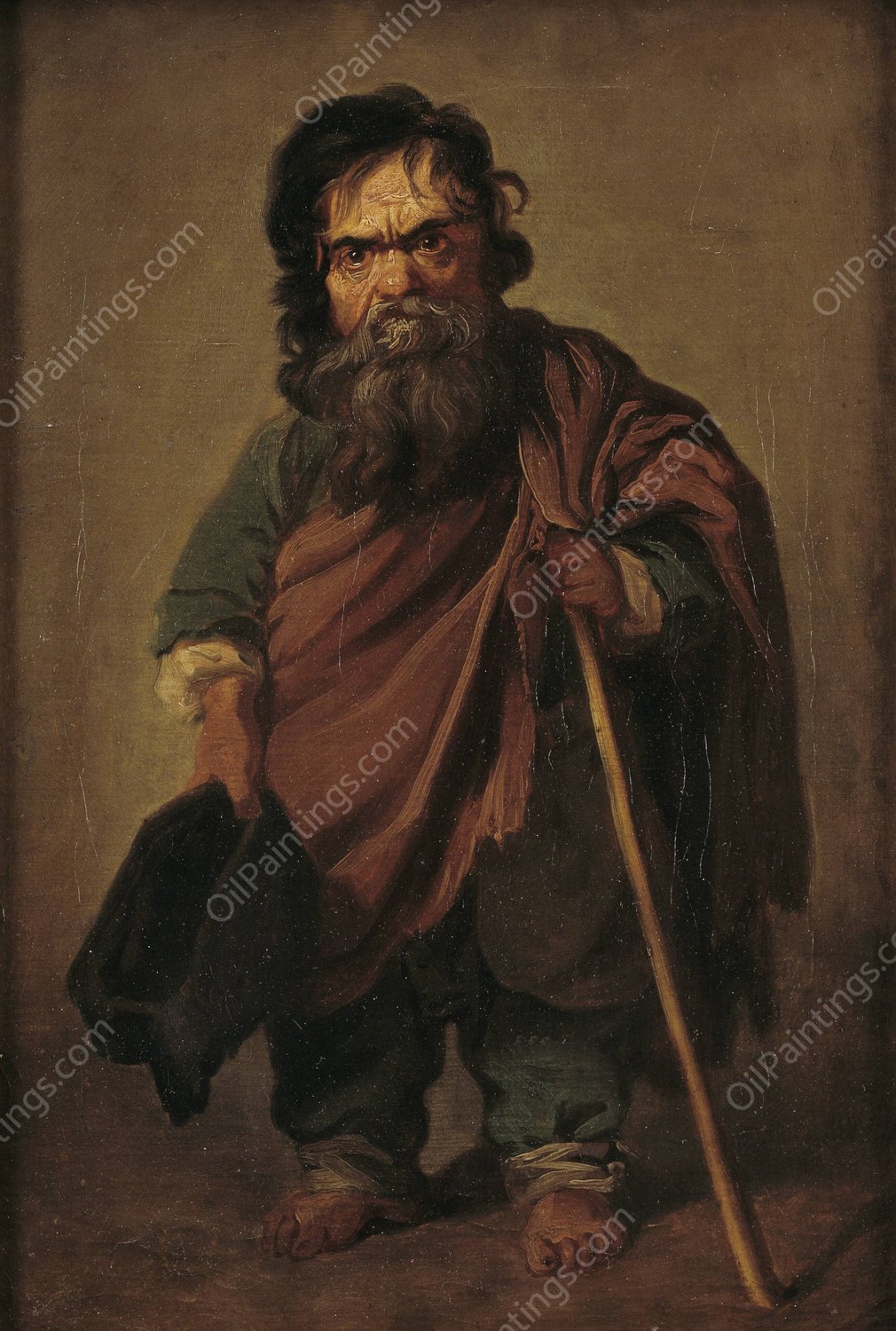 The Roman Dwarf Francesco Ravai, called Bajocco  by Jens Juel - Hand-Painted Oil Painting Reproduction