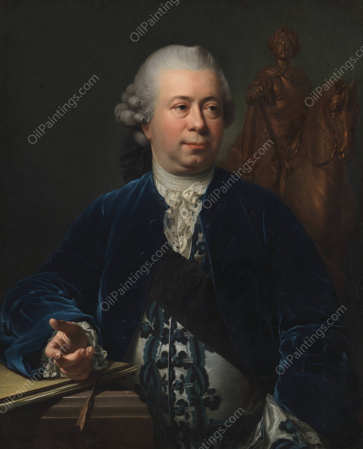 The Sculptor Jacques-Francois-Joseph Saly  by Jens Juel - Hand-Painted Oil Painting Reproduction