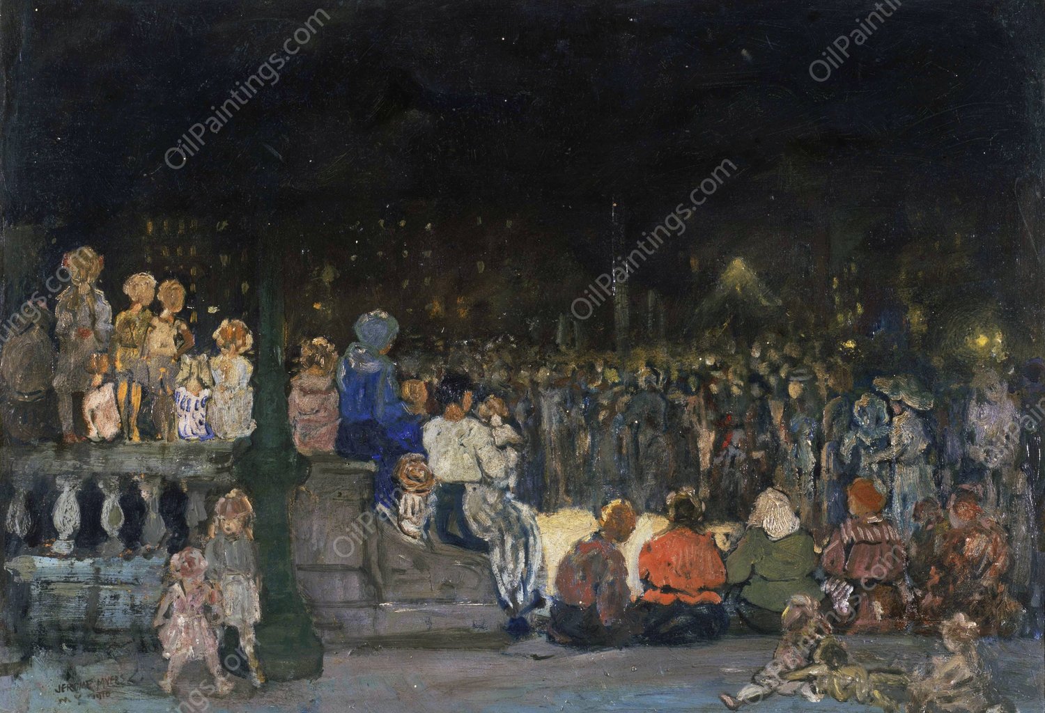 Band Concert Night by Jerome Myers - Hand-Painted Oil Painting Reproduction