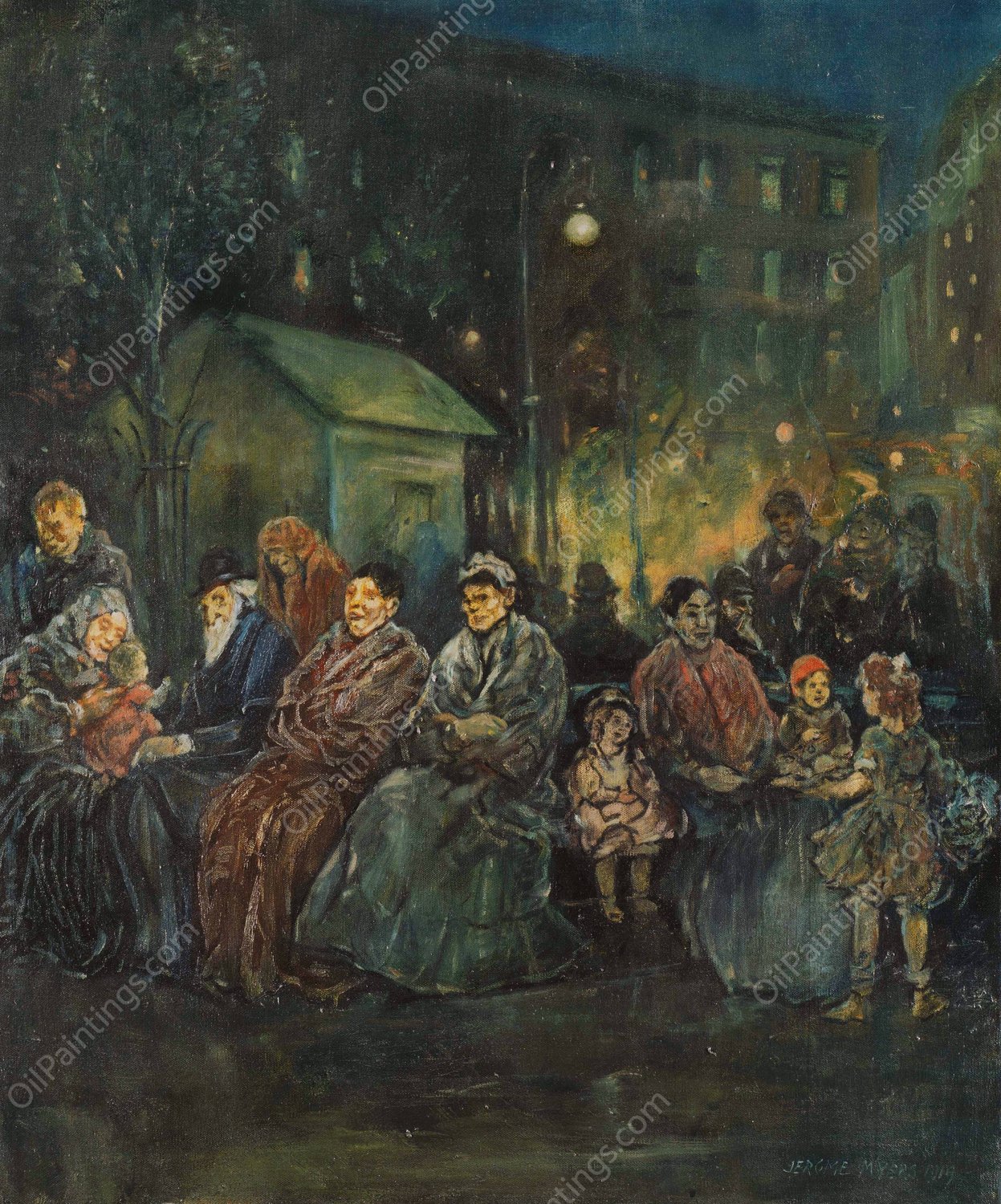 Night in Seward Park by Jerome Myers - Hand-Painted Oil Painting Reproduction