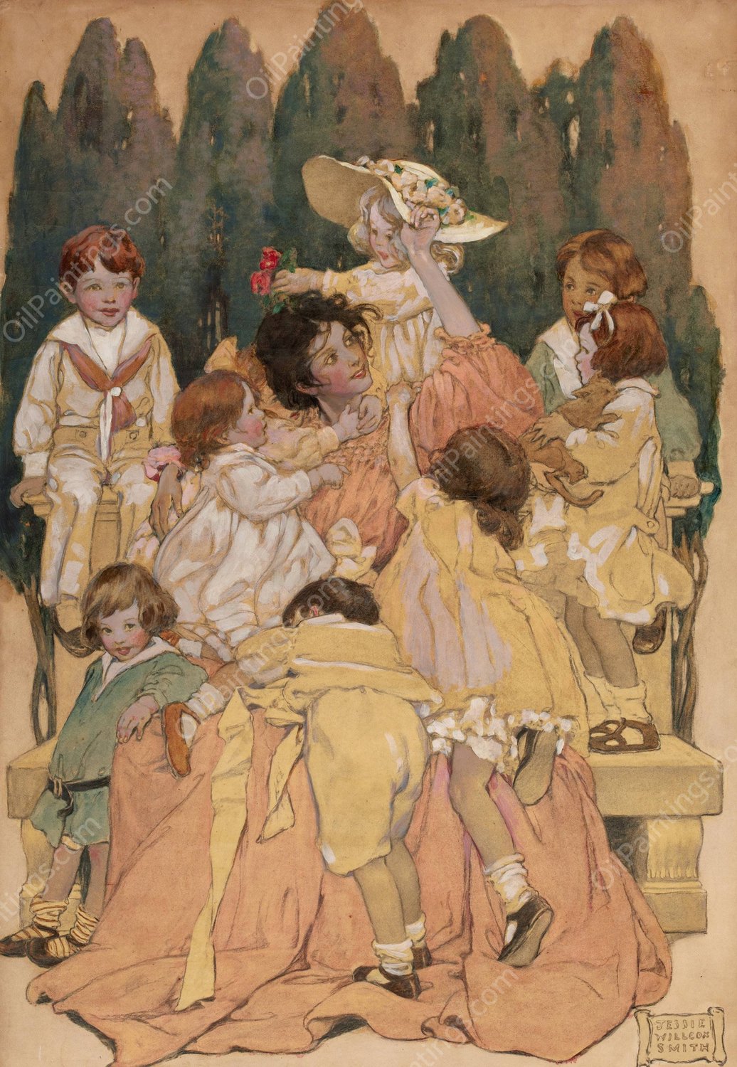 A Child's Garden of Verses  by Jessie Willcox Smith - Hand-Painted Oil Painting Reproduction