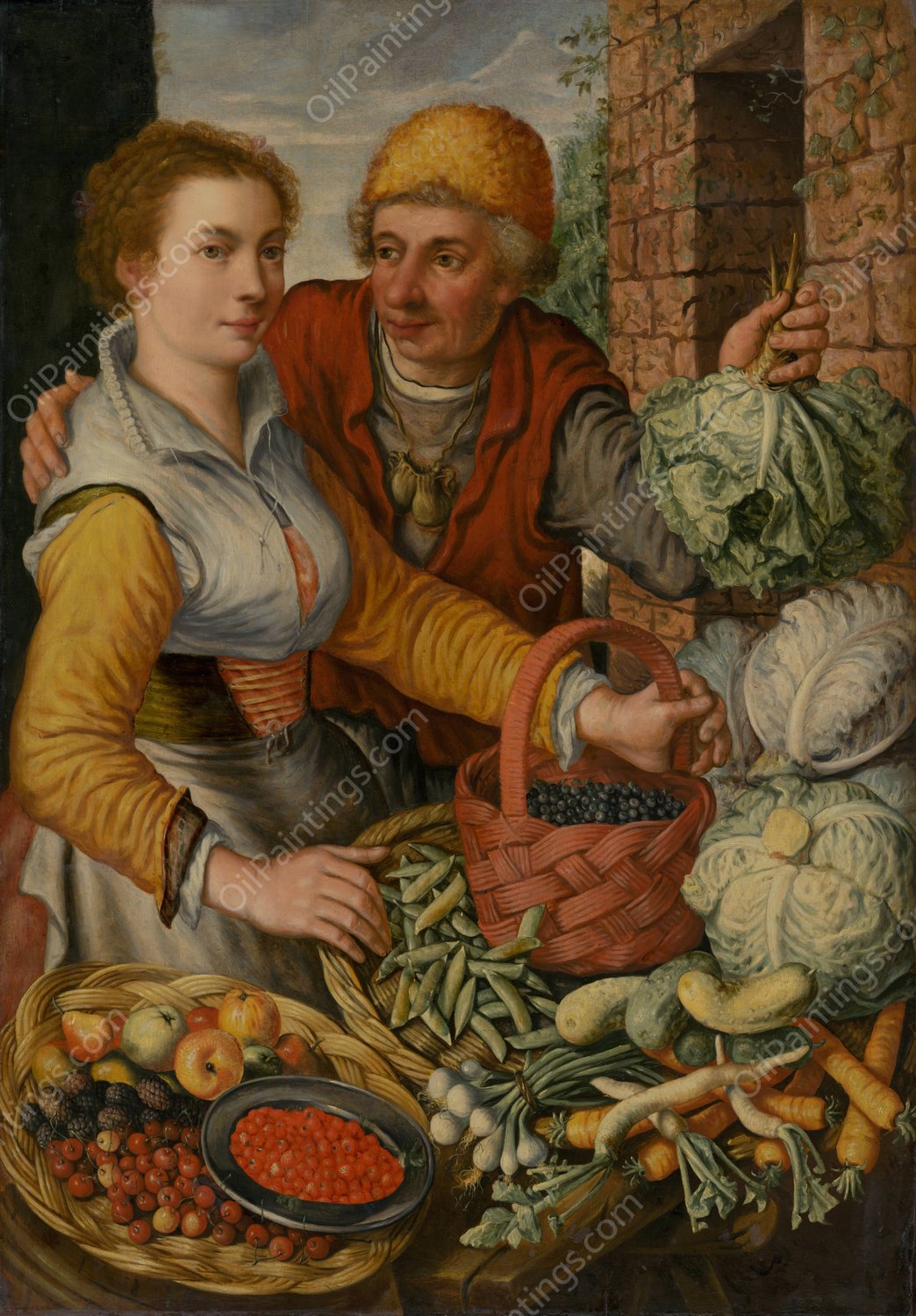 Vegetable Seller  by Joachim Beuckelaer - Hand-Painted Oil Painting Reproduction