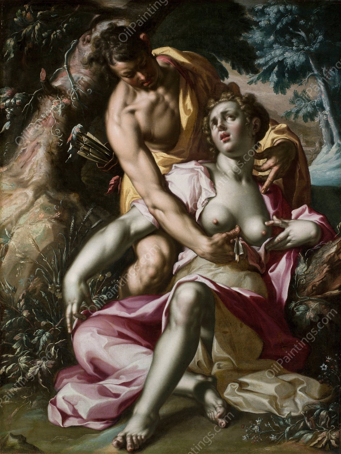 Cephalus and Procris  by Joachim Wtewael - Hand-Painted Oil Painting Reproduction
