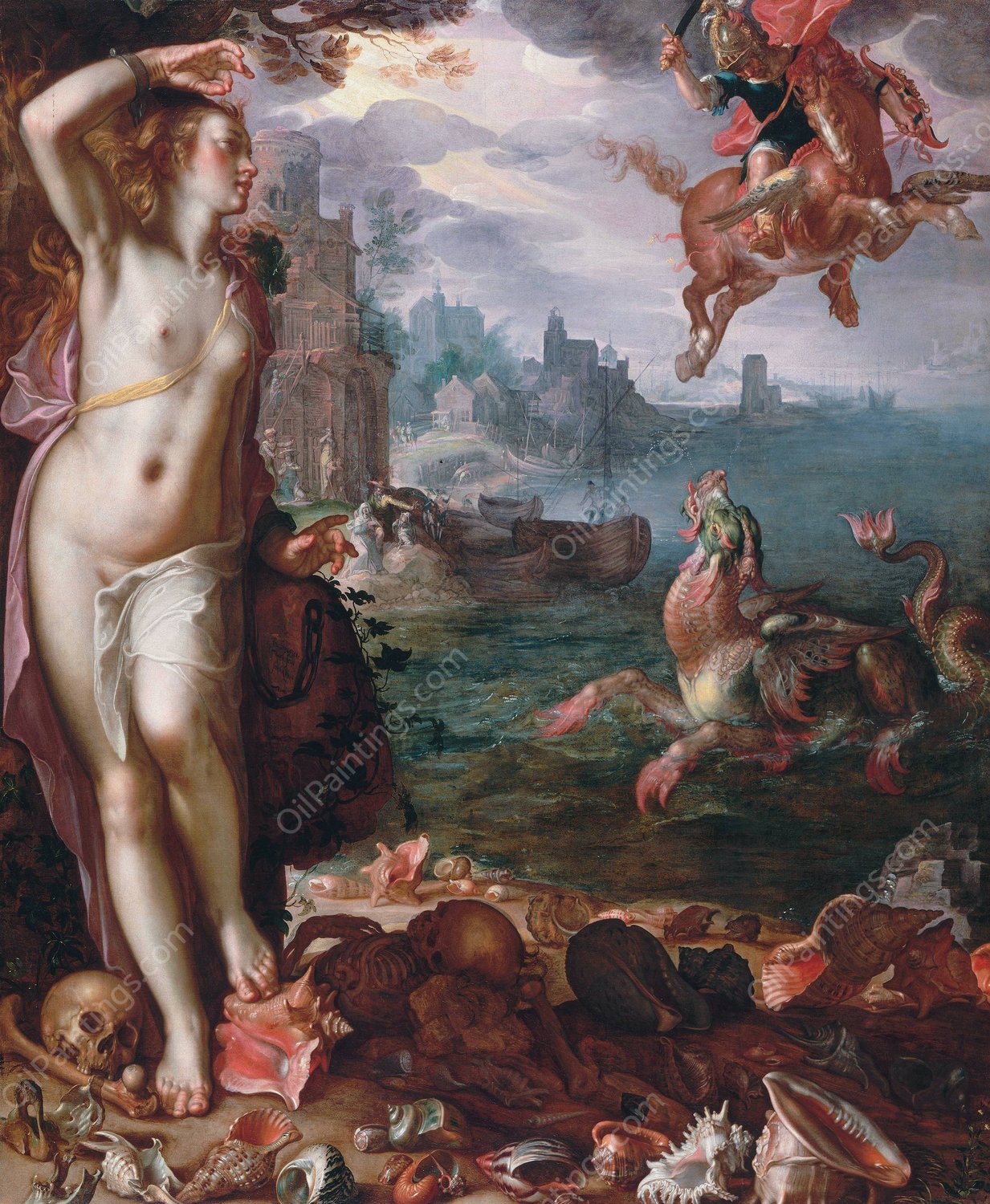 Perseus Releases Andromeda  by Joachim Wtewael - Hand-Painted Oil Painting Reproduction