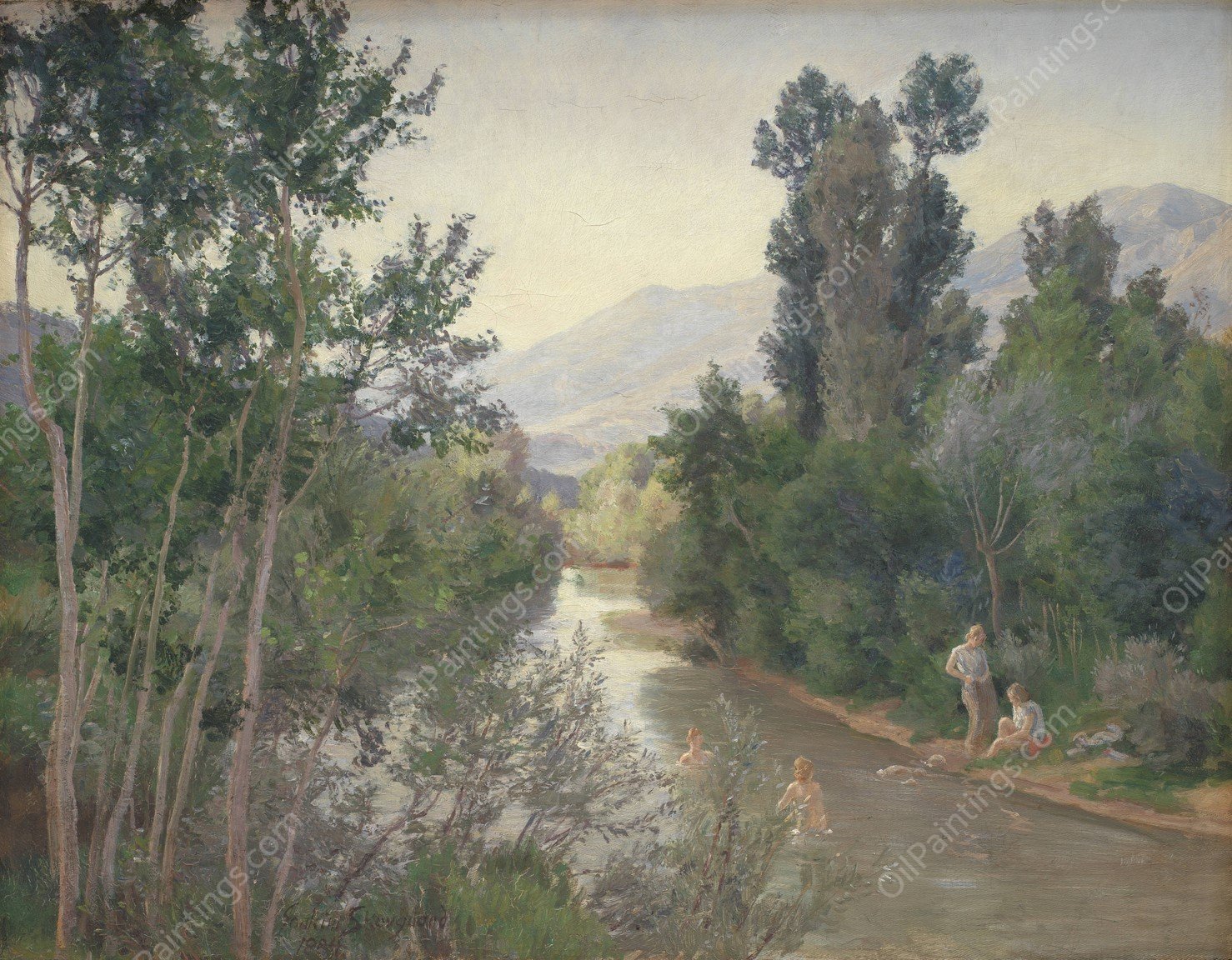 Efterarsdag ved Lirifloden  by Joakim Skovgaard - Hand-Painted Oil Painting Reproduction