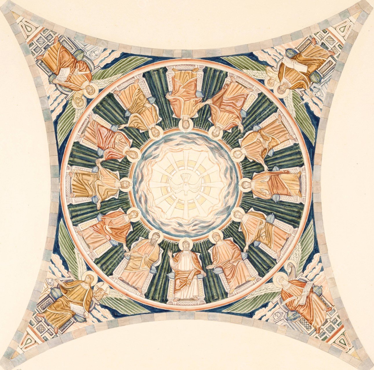 Udkast til freskerne i Viborg Domkirke. Midterhvaelvingen  by Joakim Skovgaard - Hand-Painted Oil Painting Reproduction