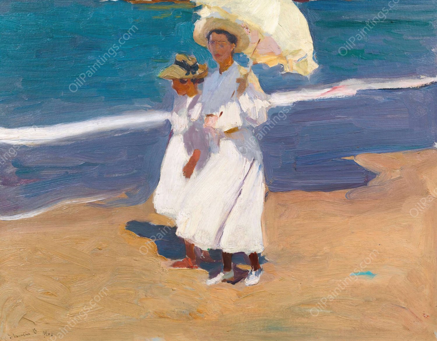 By The Seaside  by Joaquin Sorolla - Hand-Painted Oil Painting Reproduction