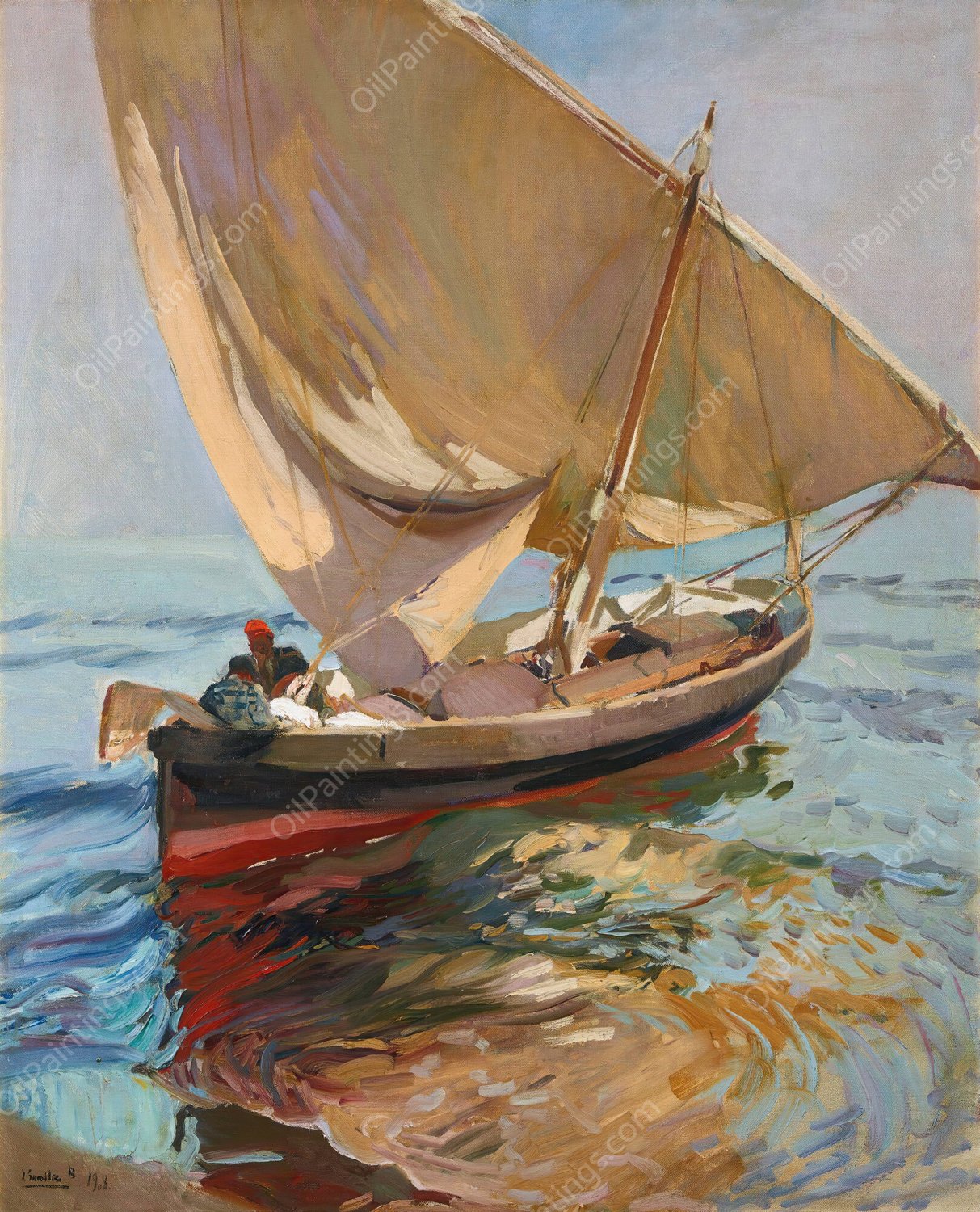 Camino De La Pesca. Valencia  by Joaquin Sorolla - Hand-Painted Oil Painting Reproduction