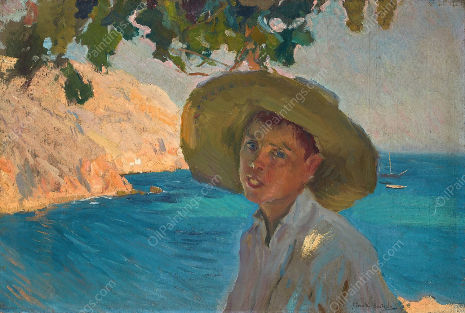 Chico con sombrero, Javea  by Joaquin Sorolla - Hand-Painted Oil Painting Reproduction