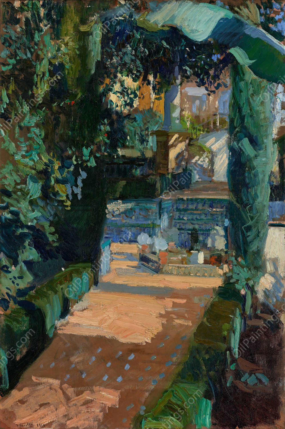 Court of the Dances, Alcazar, Sevilla  by Joaquin Sorolla - Hand-Painted Oil Painting Reproduction