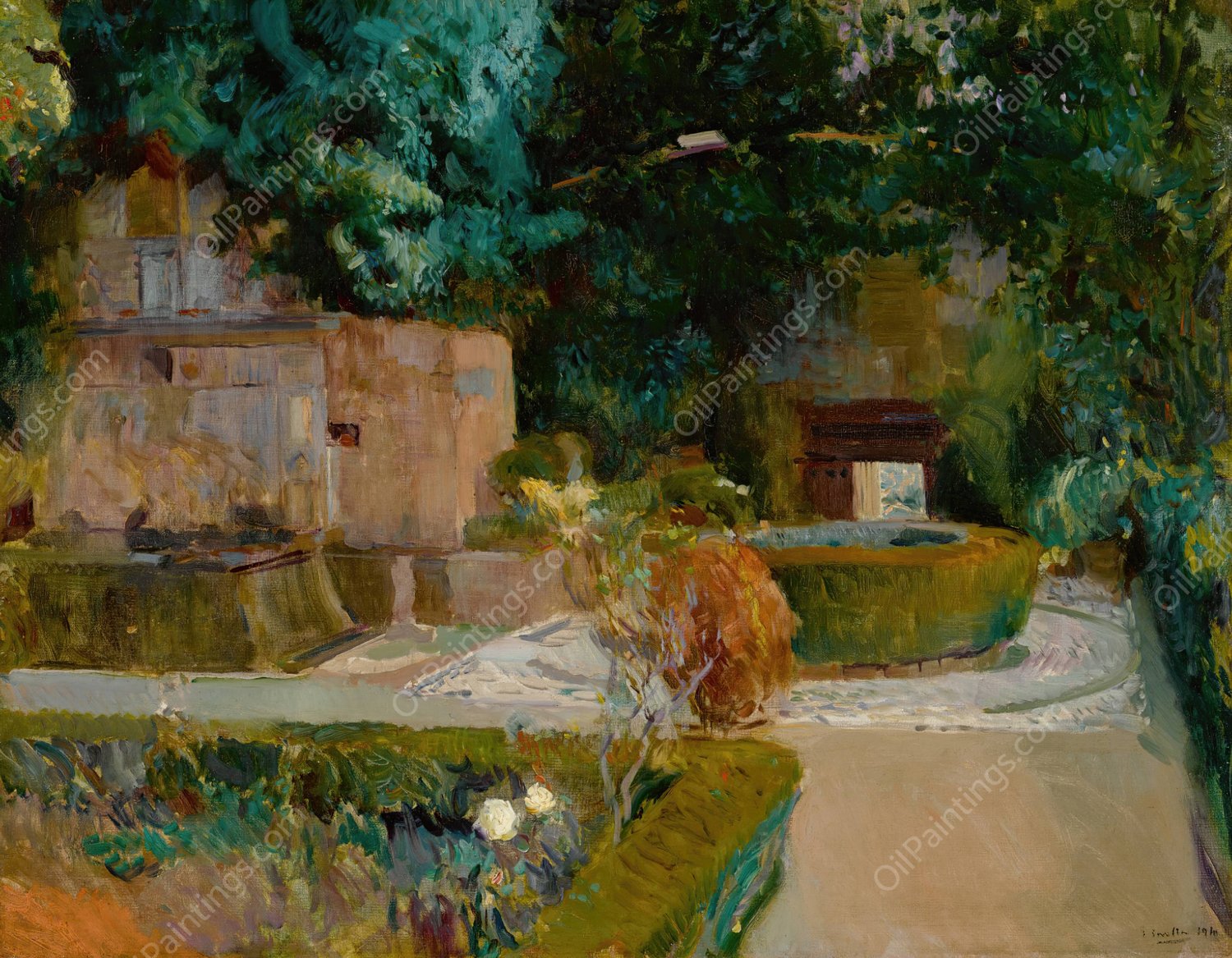 Jardin De Los Adarves, Alhambra, Granada   by Joaquin Sorolla - Hand-Painted Oil Painting Reproduction