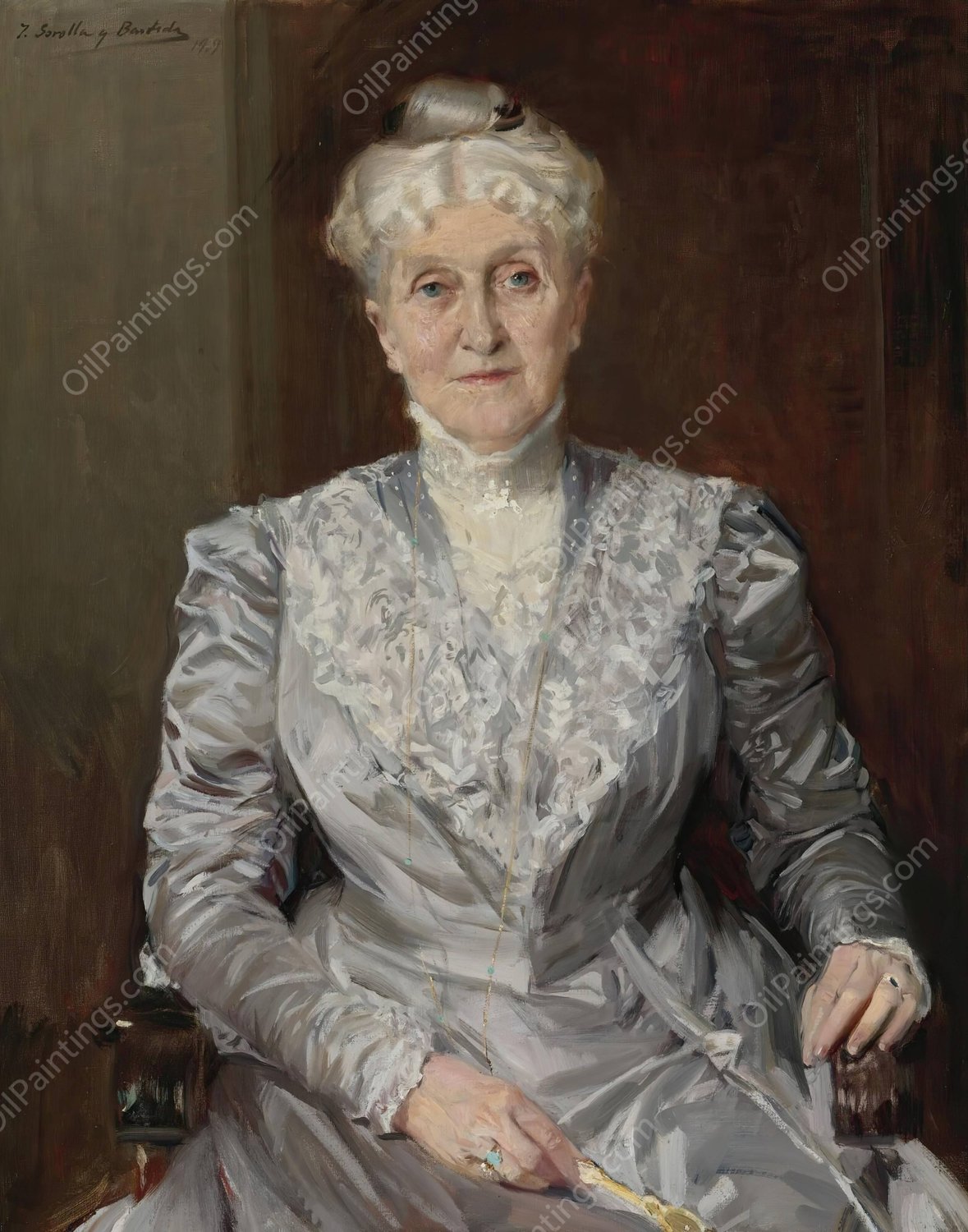 Portrait Of Emily Perkins  by Joaquin Sorolla - Hand-Painted Oil Painting Reproduction