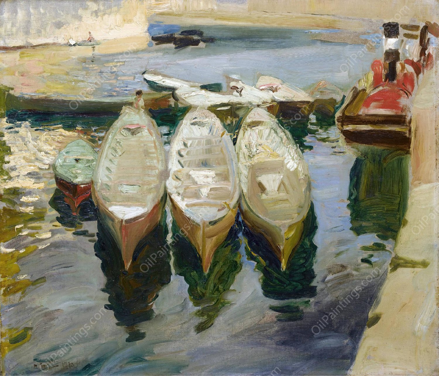 Puerto de Guetaria, Pais Vasco  by Joaquin Sorolla - Hand-Painted Oil Painting Reproduction