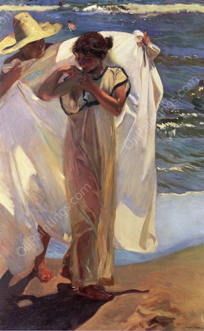 After a Bath by Joaquin Sorolla y Bastida - Hand-Painted Oil Painting Reproduction