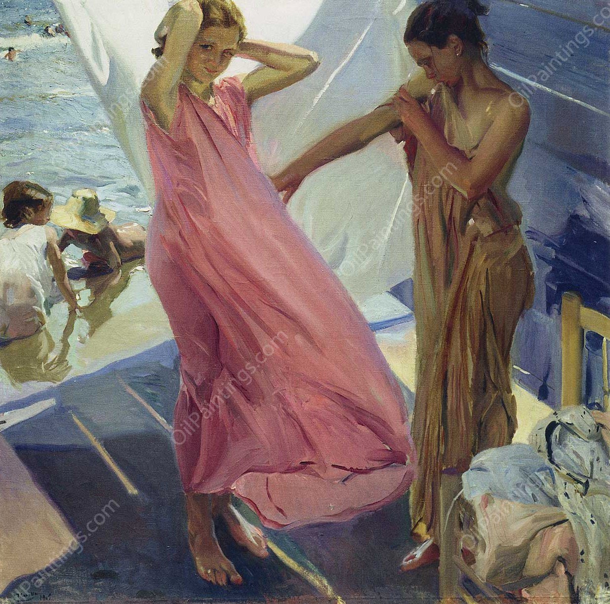 After the Bath, Valencia by Joaquin Sorolla y Bastida - Hand-Painted Oil Painting Reproduction