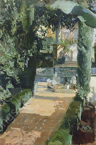 Court of the Dances, Alcazar, Sevilla by Joaquin Sorolla y Bastida - Hand-Painted Oil Painting Reproduction
