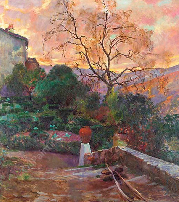 Garden of Spanish Farmhouse by Joaquin Sorolla y Bastida - Hand-Painted Oil Painting Reproduction