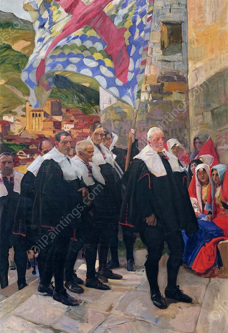 Navarre, the Town Council of Roncal by Joaquin Sorolla y Bastida - Hand-Painted Oil Painting Reproduction