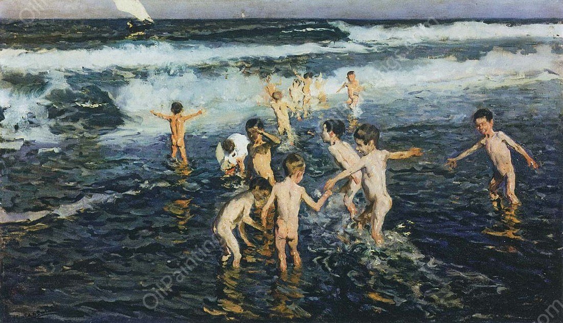 Sad Inheritance - Study also known as Beach Rascals by Joaquin Sorolla y Bastida - Hand-Painted Oil Painting Reproduction