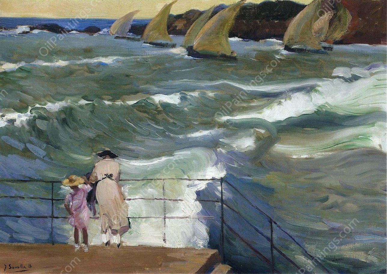 The Waves at San Sebastian by Joaquin Sorolla y Bastida - Hand-Painted Oil Painting Reproduction