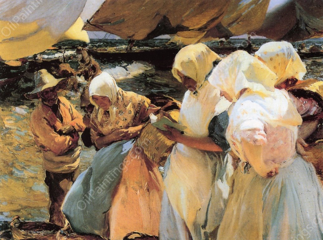 Valencian Fishwives by Joaquin Sorolla y Bastida - Hand-Painted Oil Painting Reproduction