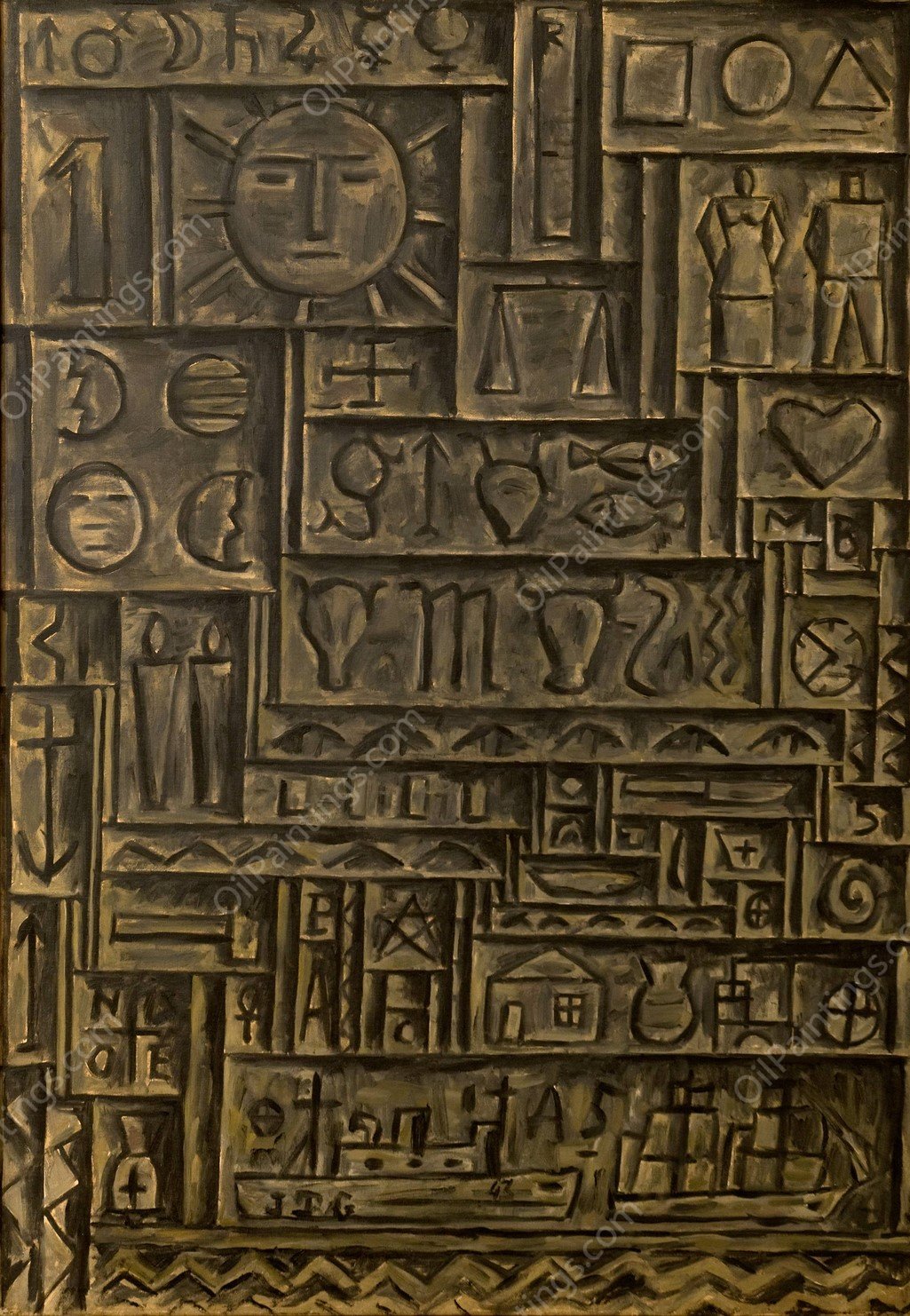 Arte universal  by Joaquin Torres-Garcia - Hand-Painted Oil Painting Reproduction