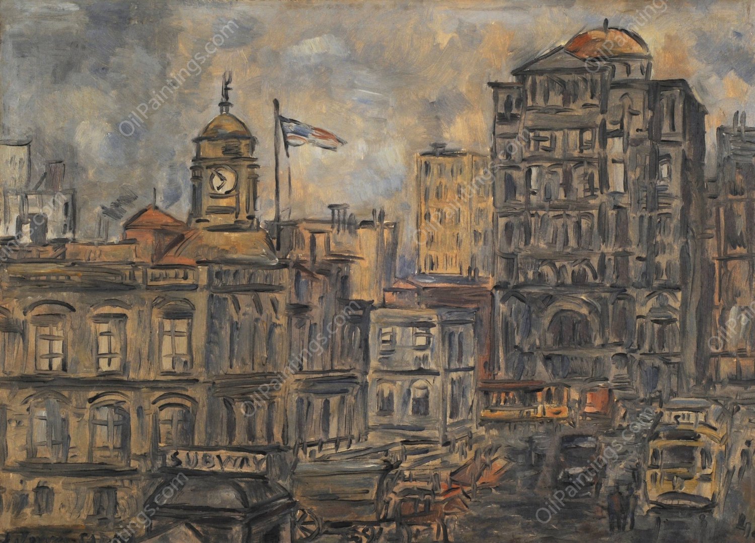 City Hall  by Joaquin Torres-Garcia - Hand-Painted Oil Painting Reproduction