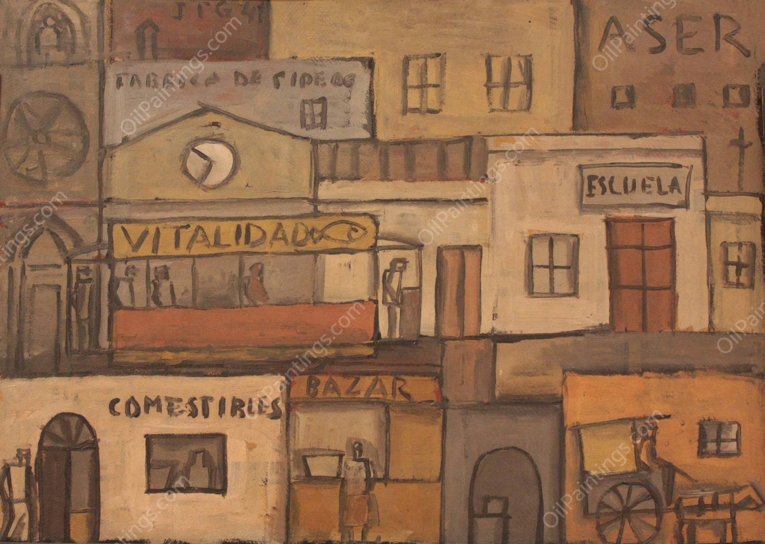 Ciudad  by Joaquin Torres-Garcia - Hand-Painted Oil Painting Reproduction