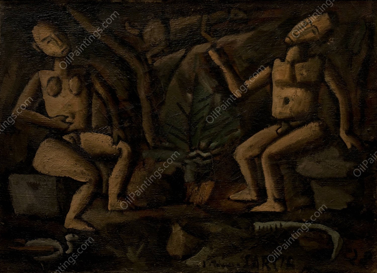 Composicion con figuras  by Joaquin Torres-Garcia - Hand-Painted Oil Painting Reproduction