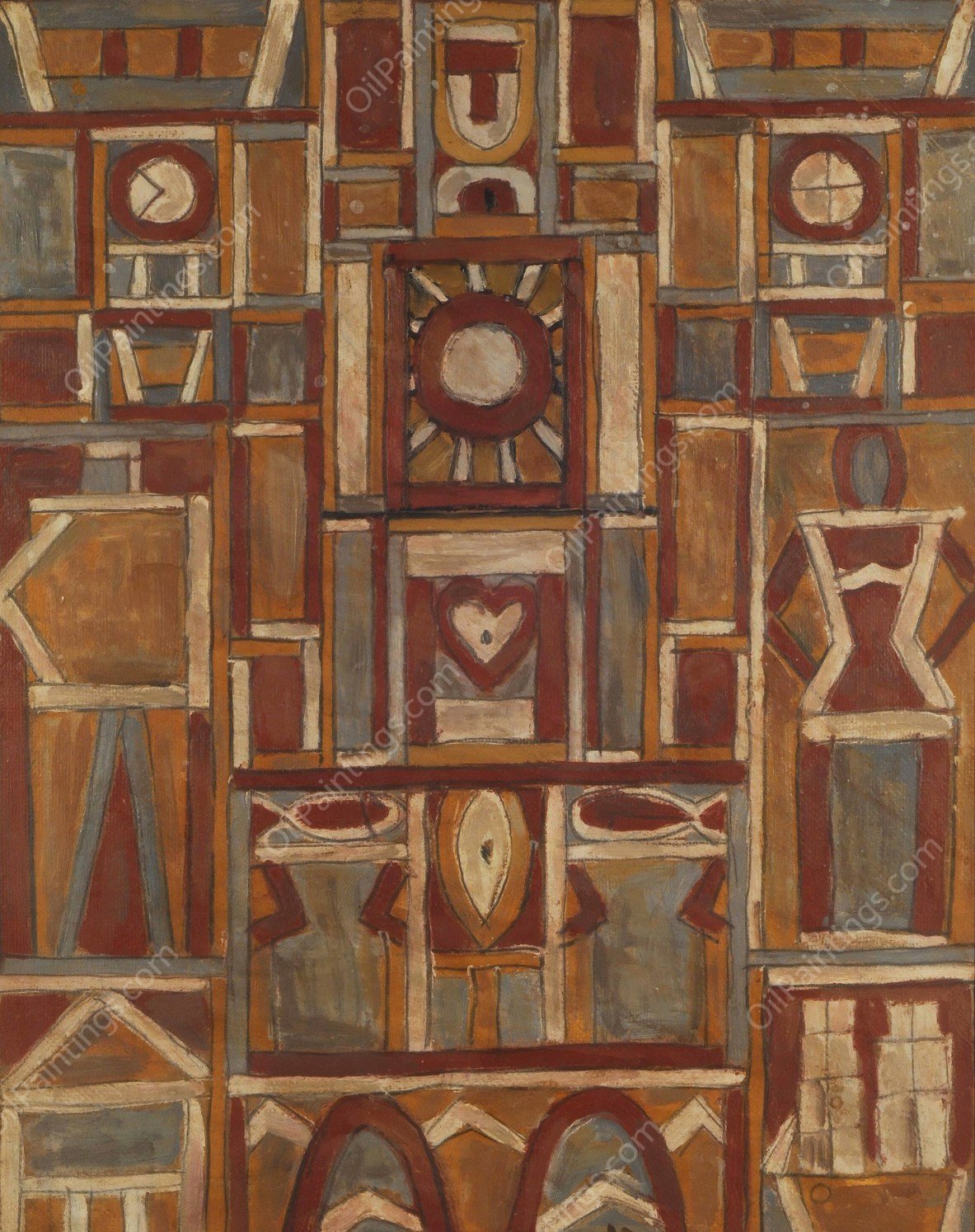 El hombre  by Joaquin Torres-Garcia - Hand-Painted Oil Painting Reproduction